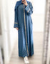 Women's Solid Color Puff Sleeve Maxi Abaya